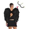Mens Valentine Cupid Cosplay Costume Heart Shaped One Shoulder Romper Bodysuit Detachable Cuffs Feather Wings Set