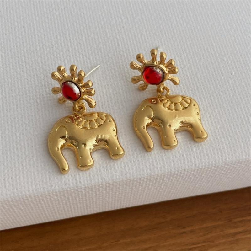 Trendy Elephant Design Earrings Sturdy Alloy Comfort Fit Allergy Resistant FStylish Elephant Ear Studs or Sensitive Skin