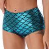 Women's Fish Scale Performance Shorts: Shiny Sequin-like Clubwear for Pole Dance, Mermaid Costume & Festive Swimwear