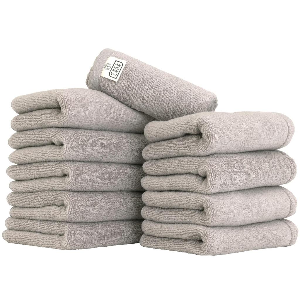 Towel Laboratory Face Dark Fast JapanTechnology [Air Softness] #027 Towels, Gray, 10-Pack, Fluffy, Soft, Medium-Weight, Volume, Lightweight, No-Twist