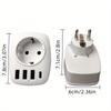 Gniazdo wtyczkowe UE Gniazdo niemieckie Wtyczka 5 w 1 Gniazdo wysokiej mocy 3680 W z 3 portami USB QC 3.0 szybkiego ładowania 1 portem Type-C Adapter zasilania 16A