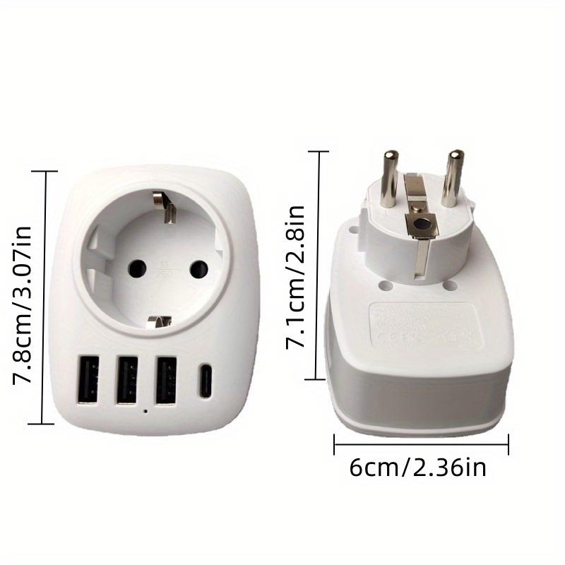 EU Plug Socket Germany Outlet 5-in-1 Plug 3680W High Power Socket with 3 USB QC 3.0 Fast Charge 1 Type-C Port 16A Power Adapter