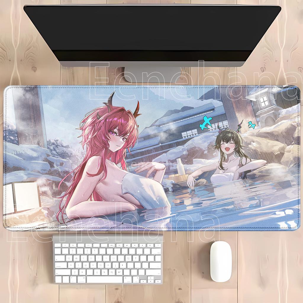 Arknights Endfield Gaming Mouse Pad Rubber Anime Girl Nonslip Base Mousepad Offices Accessories Hd Printing 400x900mm Desk Mat