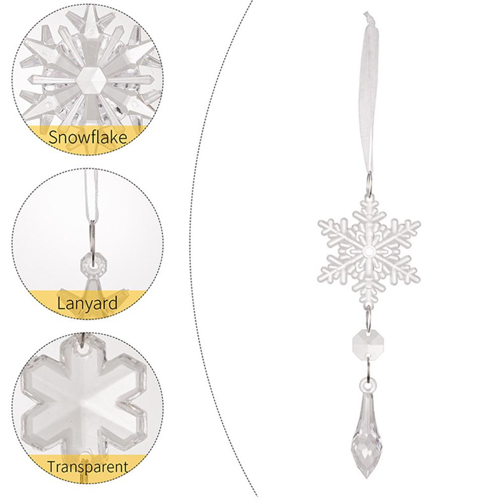 Acrylic Transparent Ice Bar Pendant 18pcs Christmas Tree Decoration Crystal Hanging Snowflake Drop Ornaments Party Supplies