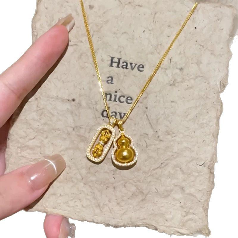 Chopin Necklace: Pixiu Vajra Diamond Gourd Pendant Layered Clavicle Chain