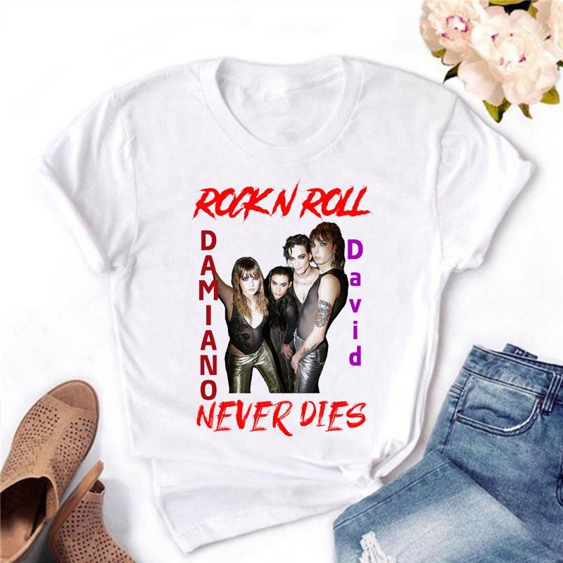 Graphic Tee Maneskin T Shirts Graphic Print Women Clothes Female Clothing Harajuku Short Sleeve T-Shirts 90S Top