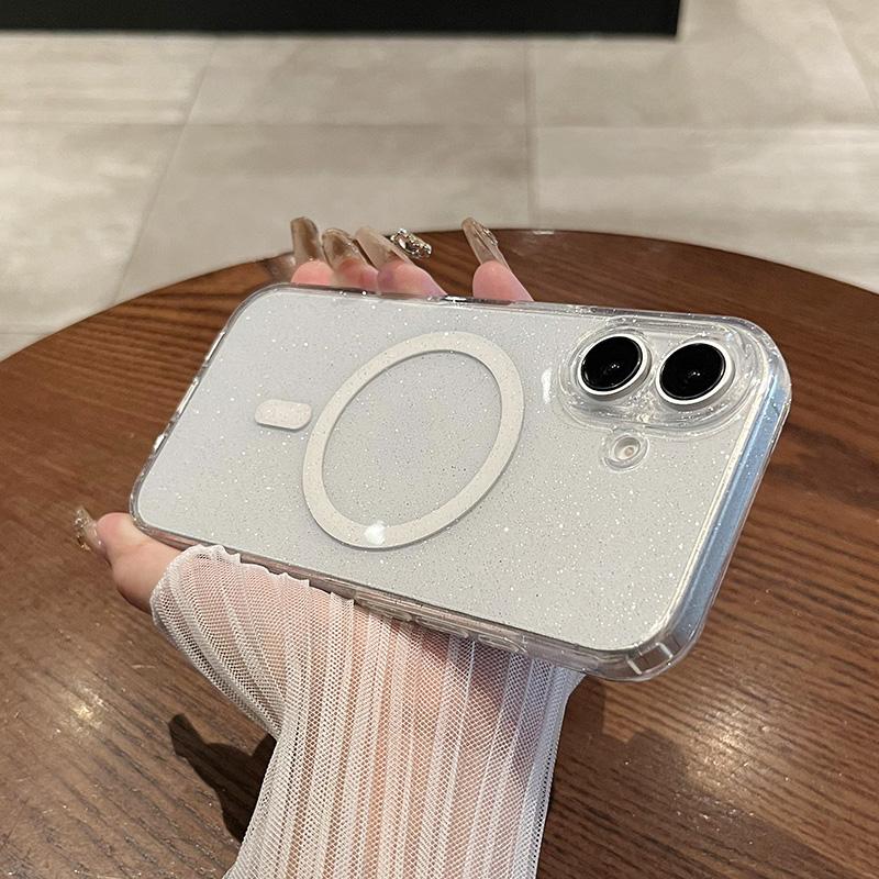 

Роскошный прозрачный чехол с блестками Magsafe для iPhone 11 12 13 14 15 16 Pro Max Plus Магнитная беспроводная зарядка Ударопрочная мягкая накладка For iPhone 14 Pro