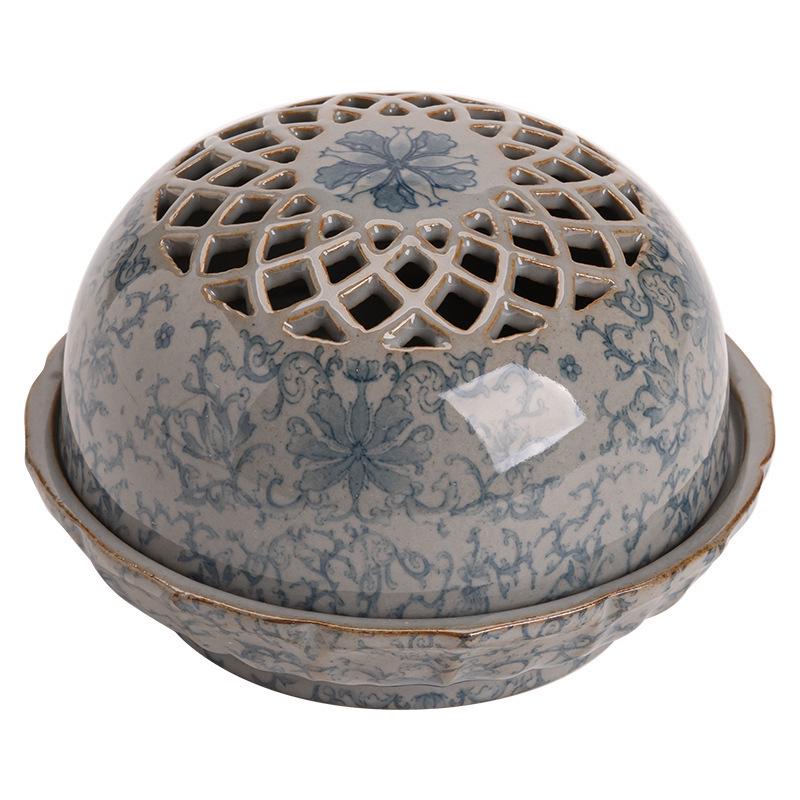 Chinese Retro Blue and White Ceramic Incense Burner Ornament