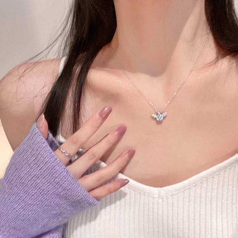 Colar de pingente de borboleta grande declaração strass corrente para mulheres bling tênis corrente colar gargantilha de cristal joia de festa