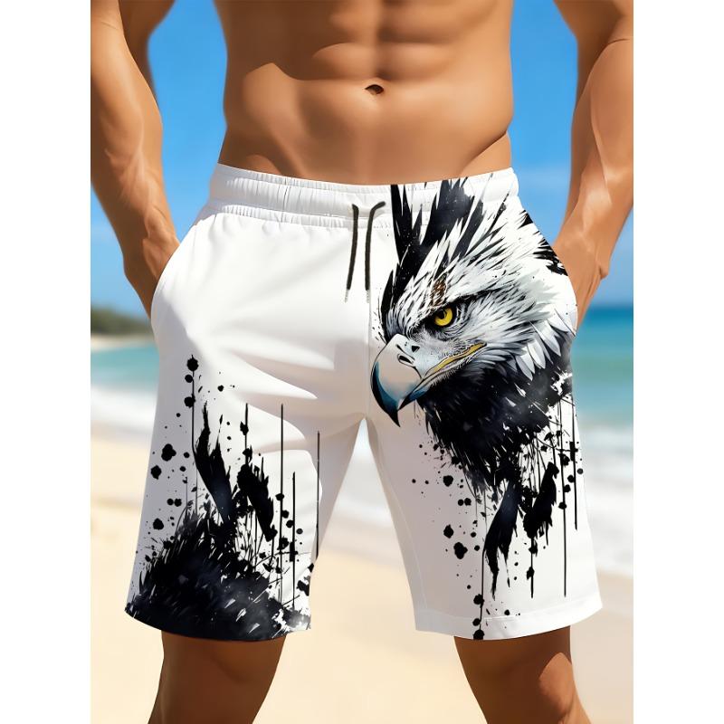 

Men s Quick Drying Swim Shorts with Eagle Head 3D Print - Lightweight Drawstring Beach Pocket Shorts 6XL