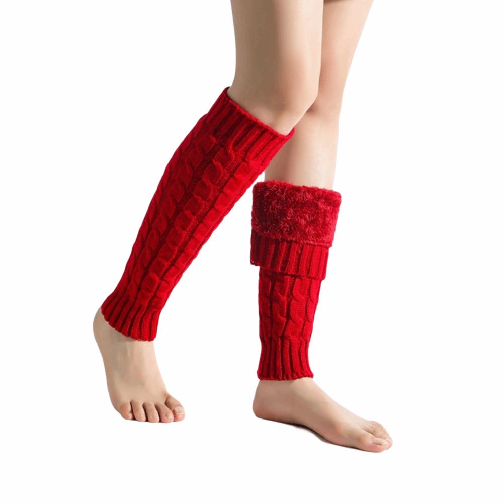 Solid Color Women Leg Warmers Double-Layered Foot Covers Knitting Leg Warmers  Cold Weather