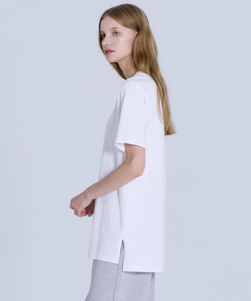 BASIC HOUSE Women'S Cotton Single Layered Long Short Sleeve T-Shirt White Lats0216
