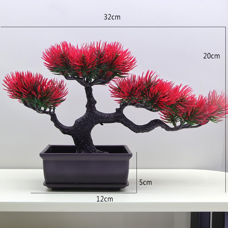 Artificial Pine Bonsai Desktop Decoration - Small Potted Green Plant Ornament for Living Room