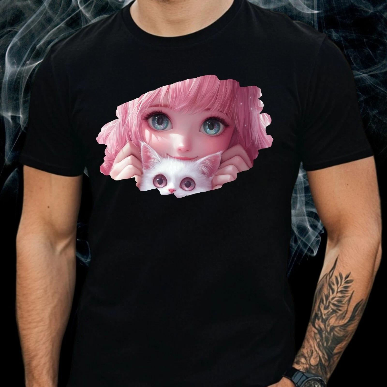T-Shirt Herren Anime Girl Motiv Baumwolle Größe S bis 5XL L