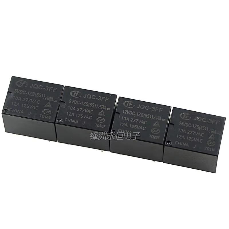 5PCS/Lot Relay HF3FF JQC-3FF-5VDC 9VDC 12VDC 24VDC-1HS 1ZS 1HST 1ZST 1ZSTF 12A 4PIN Relays 5