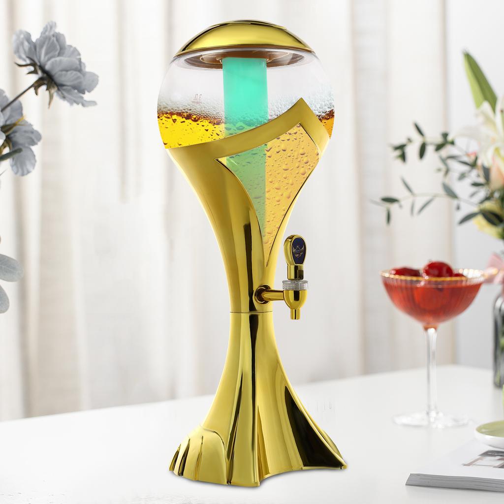 3L Sphere Wine Dispenser with Ice Tube - Modern Gold & Clear Beverage Server, 101.5Oz Capacity, Perfect for Parties & Events