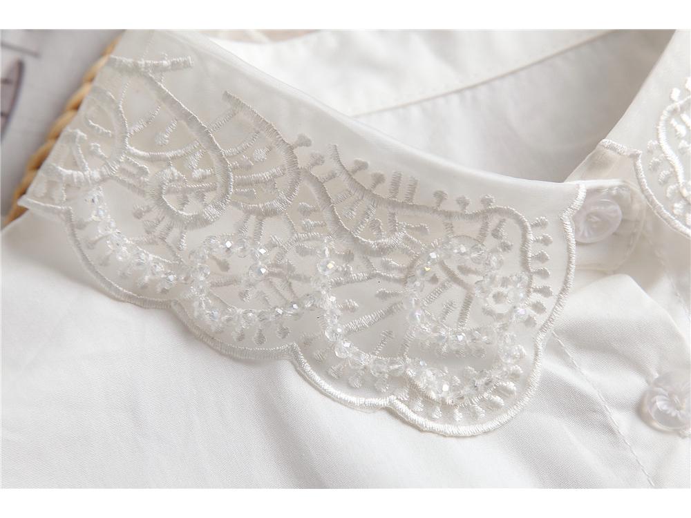 Dekorativer falscher Kragen für Damen im koreanischen Stil aus besticktem Organza für Herbst/Winter