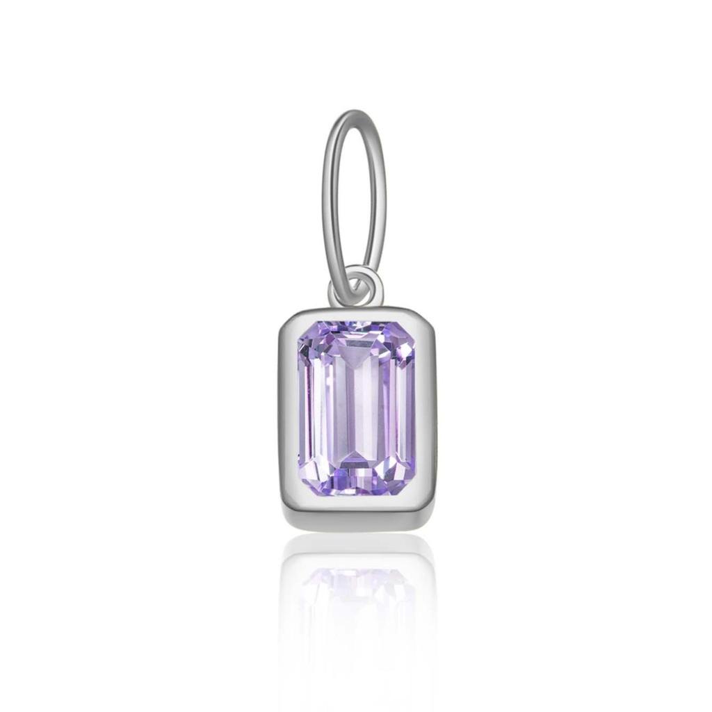 12 Birthstone Colored Zircon Square Pendant Necklace, S925 Sterling Silver, European & American Style