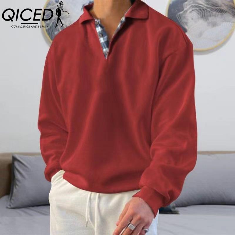 QICED Cotton Long Sleeve T-shirt Men's Fashion Loose Shirt Printed Compassionate Shirt