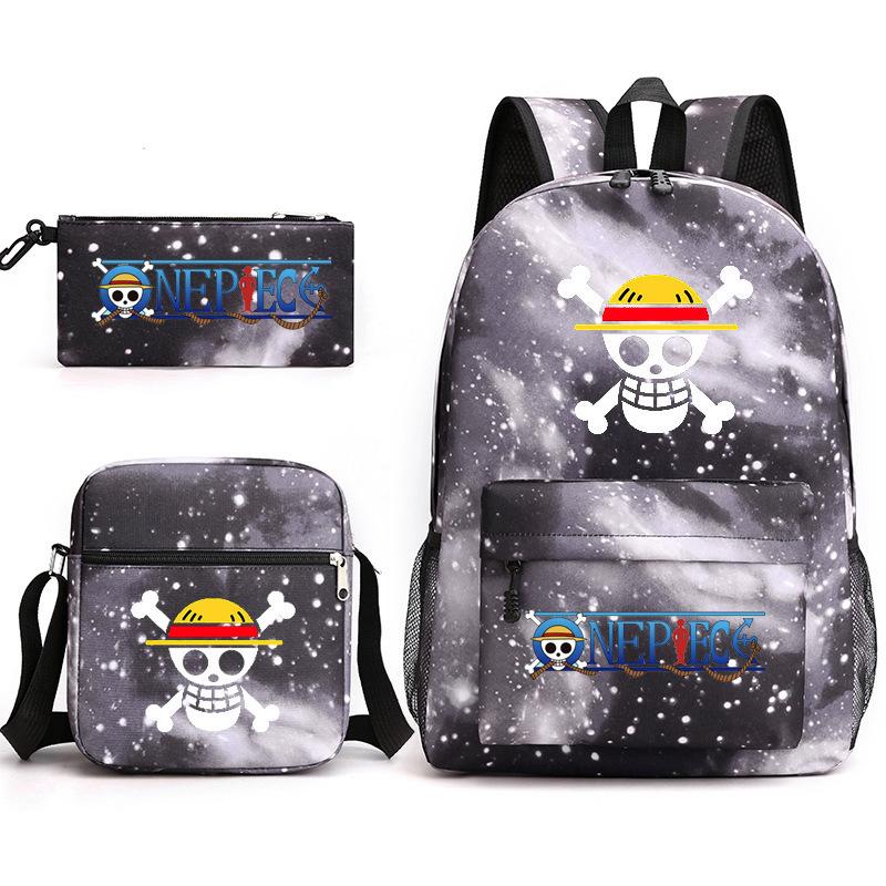 Riman One Piece Backpack 3-Piece Set, Boys And Girls Laptop, Youth Schoolbag, Messenger Bag, Pencil Bag.