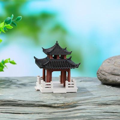 Miniature Chinese Ancient Building Pavilion Classic Mini Landscape Ornaments Garden Decor Courtyard Outdoor Miniature