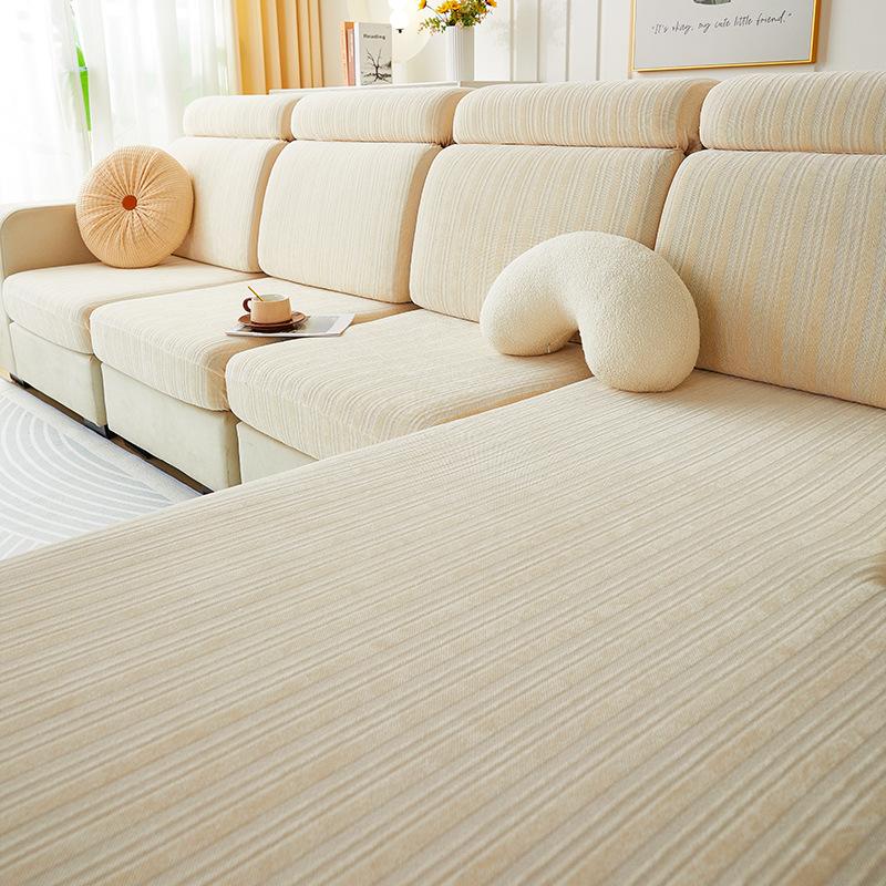 Nowoczesny Minimalistyczny Pokrowiec na Sofę z Chenille Jednolity Kolor Odporny na Zadrapania Pyłoszczelny Pokrowiec na Sofę Elastyczny Antypoślizgowy Uniwersalny na Cztery Pory Roku Pokrowiec na Sofę