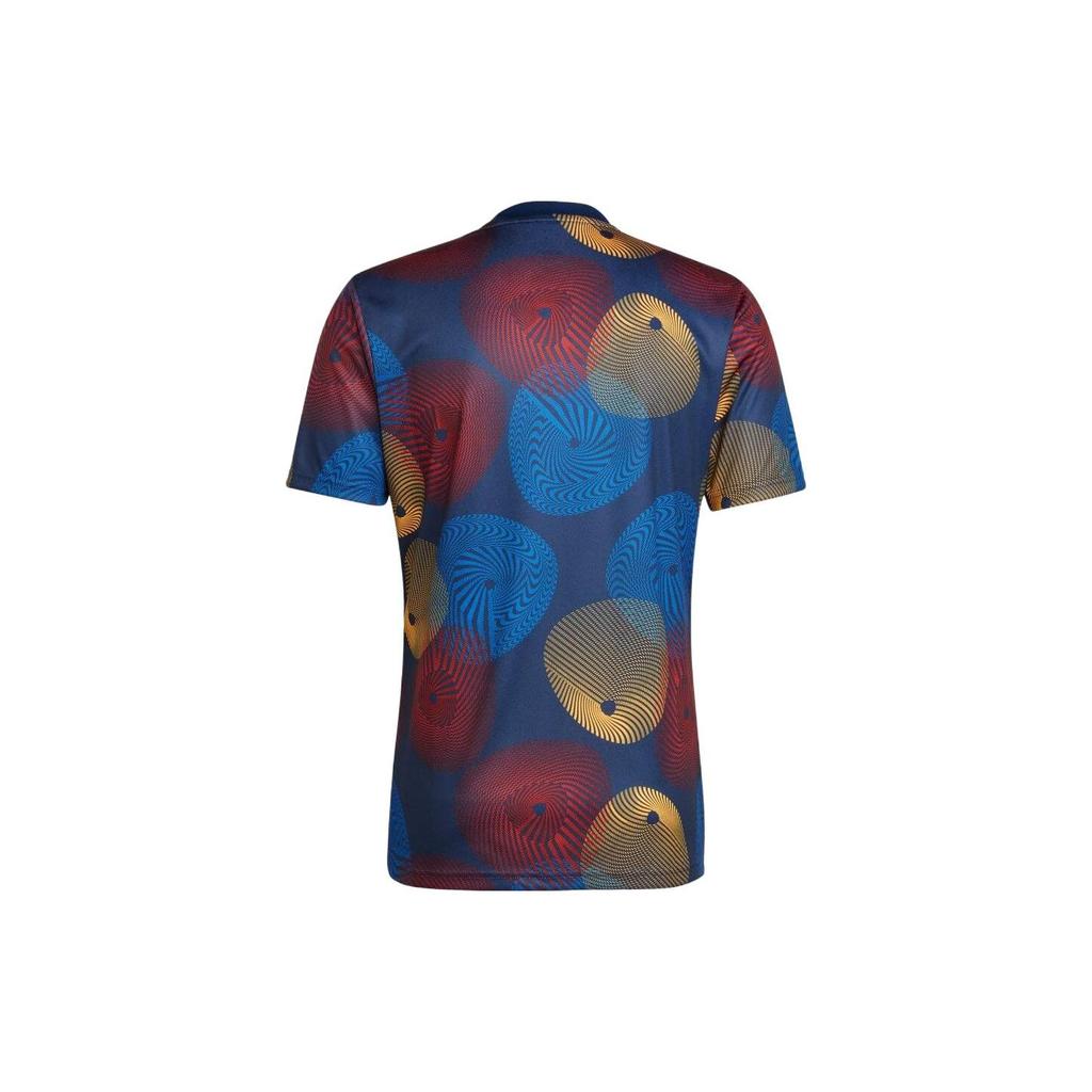 Adidas Full-Print Logo Graphic Short-Sleeve Soccer Jersey Men Tops Navy-Blue HF1421