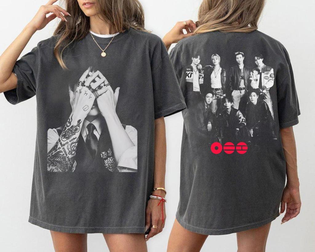 Vintage BTS Jungkook Tattoo Ästhetik K-Pop Grafik T-Shirt
