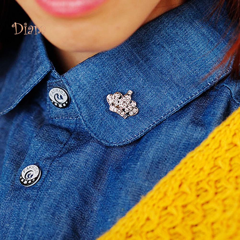 Bijoux diamantés, couronne Chic, pierres de cristal, broche, chemise, col de veste pour femmes