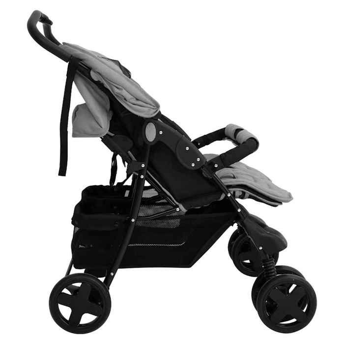 VidaXL Poussette à Deux Places Landau Pliable de Vayage Poussette de Voyage pour Tout-petit Extérieur Protection contre 10341