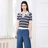 JESSIE Women's Striped Color-Block Polo Knit T-Shirt
