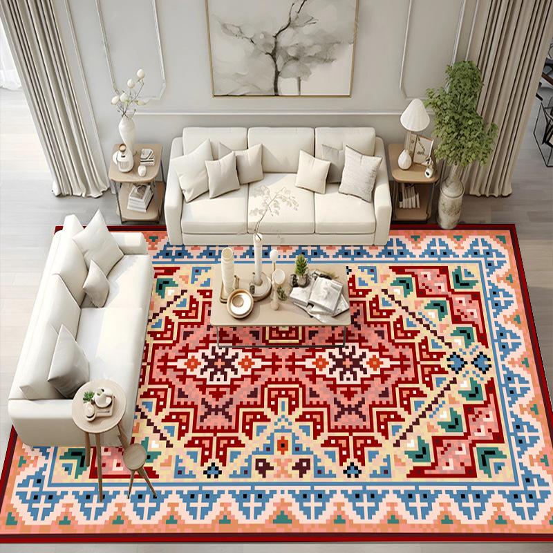 Vintage Persian Home Bedroom Living Room Fully Covered with Carpet Bohemian Ethnic Style Tea Table Sofa Carpet Bedside Carpet