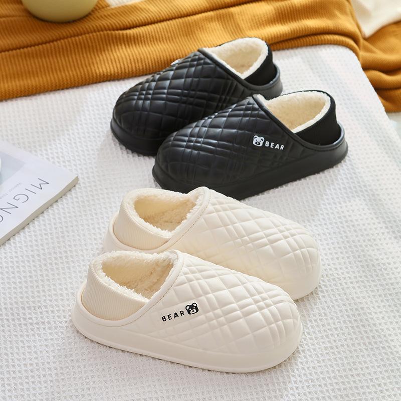 Cotton slippers women's autumn and winter confinement indoor home non-slip thick bottom stepping on shit feeling plush warm men