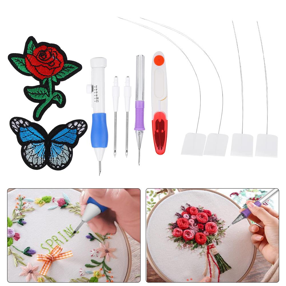 Punch Needle Set Embroidery Stitching Craft Tool TPR Handle DIY Sewing Threading Device