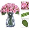 24 Heads Artificial Rose Flowers Bouquet Silk Flowers Rose For Home Bridal Wedding(2 Packs Pink)