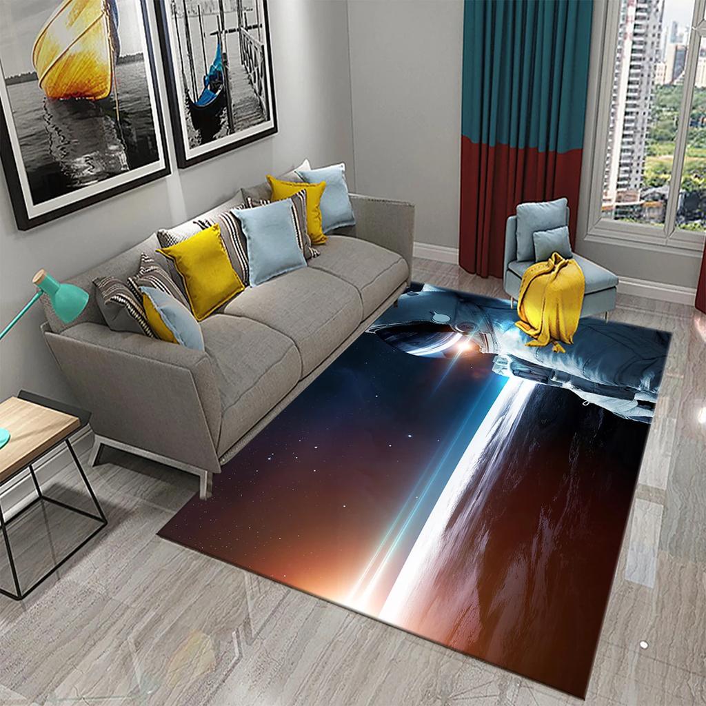 Astronaut Carpet Galaxy Universe Outer Space Moon Floor Mat Non Slip Rugs Door Mat Carpet for Living Room Bedroom Home Decor