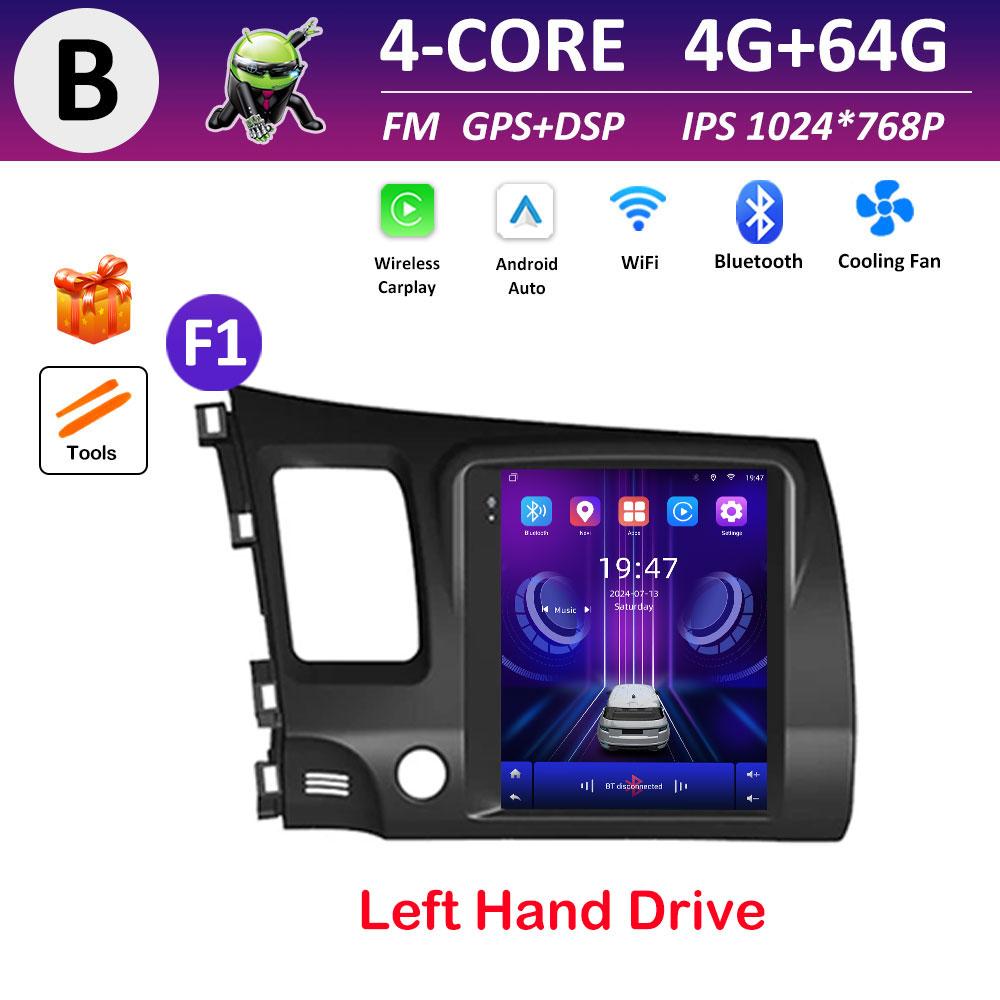 Car Multimedia Video Radio Player WIFI for Honda Civic 2005 2006 2007 2008 - 2012 Android OS Wireless Carplay GPS Navigation 4G