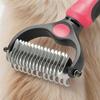 Pet Grooming Rake Double Sided Stainless Steel Blades Cat Deshedding Tool Pet Undercoat Rake for Dogs Cats Shedding Control Dematting