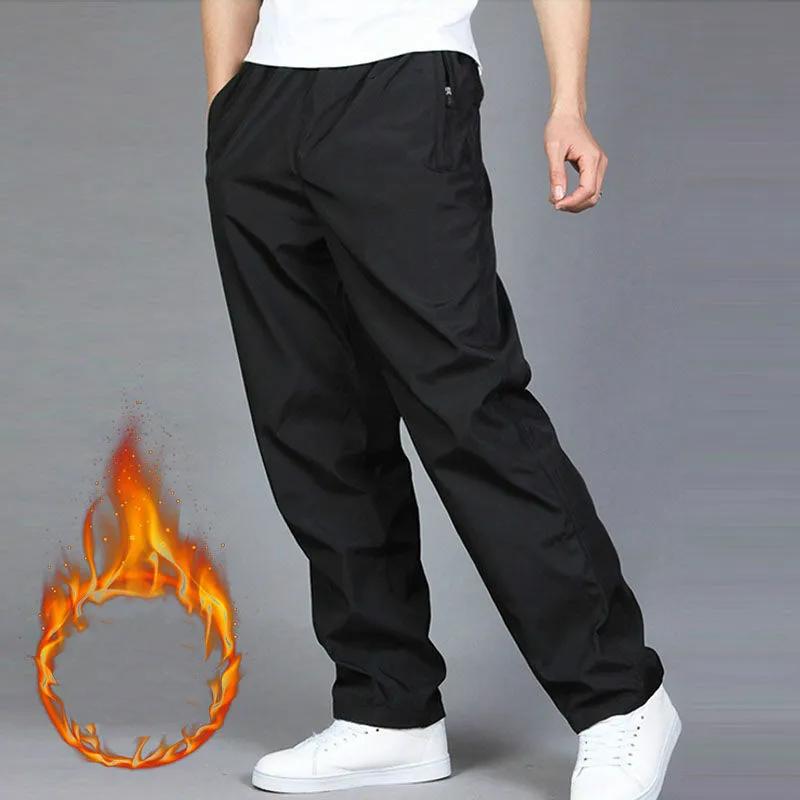 

Мужские зимние утепленные спортивные брюки на флисовой подкладке большого размера свободного кроя ветрозащитные повседневные брюки L чёрный