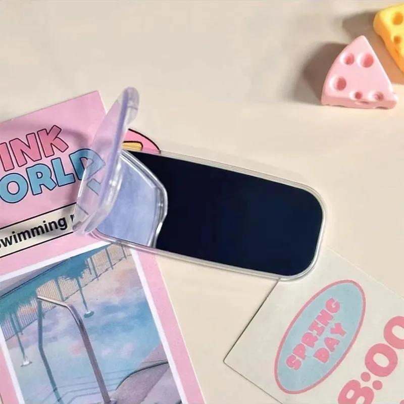 Pink Makeup Mirror Folding Invisible Cartoon Phone Holder Cute And Portable Back Sticker New Desktop Universal Adhesive Support