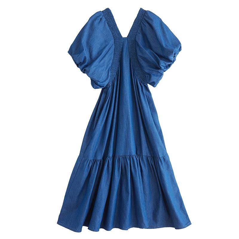Short Sleeve Plus Size Denim Vintage New In Dresses for Women Casual Loose Long Summer Dress