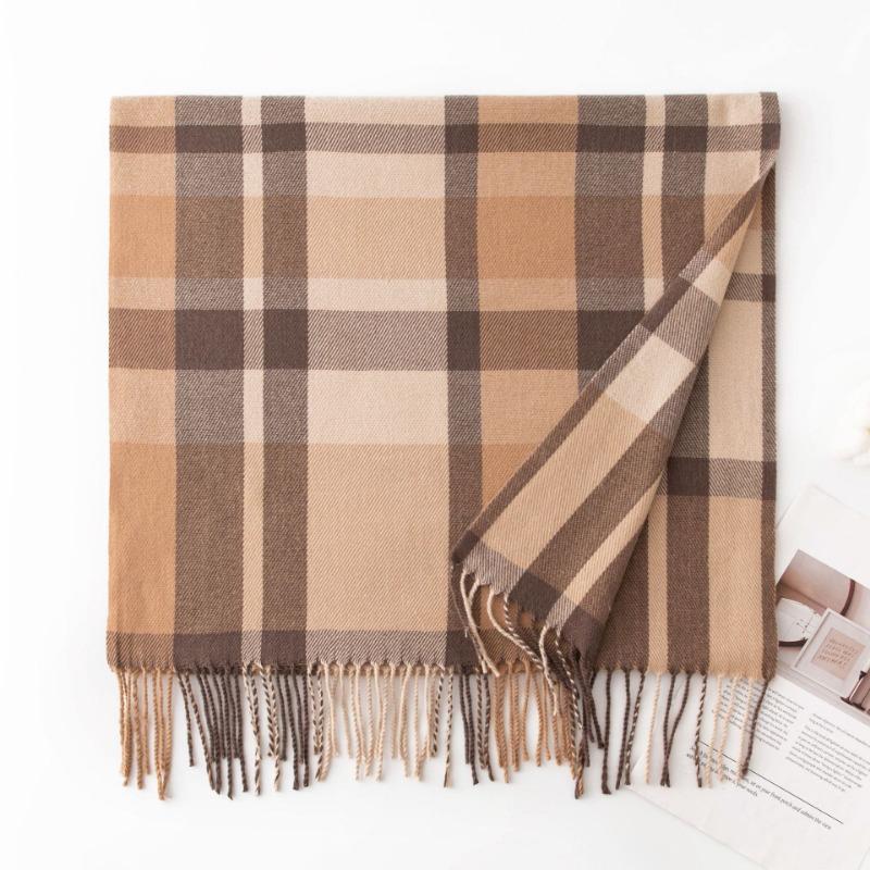 New autumn and winter cashmere plaid scarf women's versatile atmosphere high-end winter scarf women's shawl