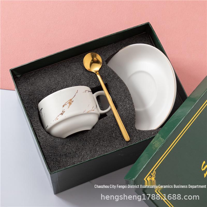Luxury European Style Ceramic Coffee Cup & Saucer Set with Lid and Spoon