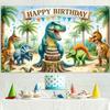 Dinosaur Birthday Banner Backdrop for Kids Decorations Prehistoric Party Supplies Happy Birthday Backdrop Dino Banner Dinosaur Decorations for
