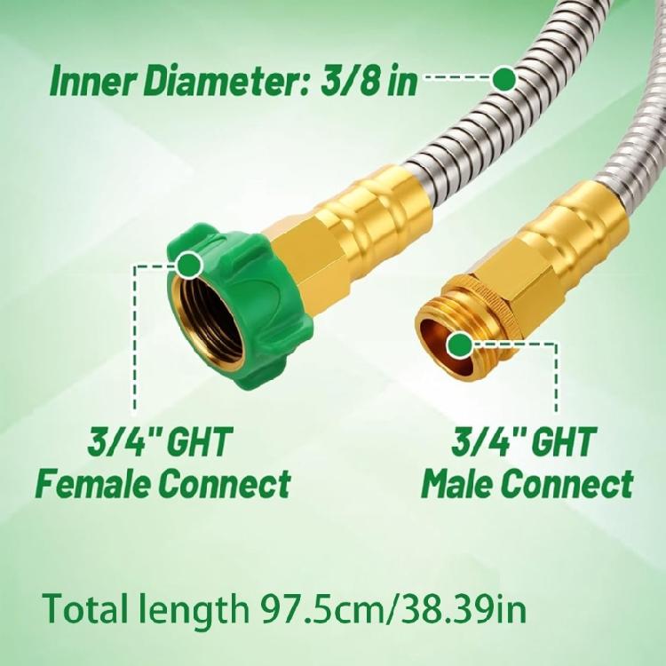 Flexible Stainless Steel Water Transfer Hose Maintains Consistent Water Flows For Sprinkler Systems And Outdoor Faucets