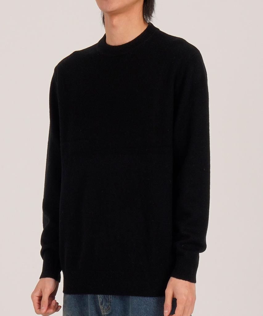 Beoteunseoul [90% Wool] Minimal Crew Neck Daily Knit (Black)