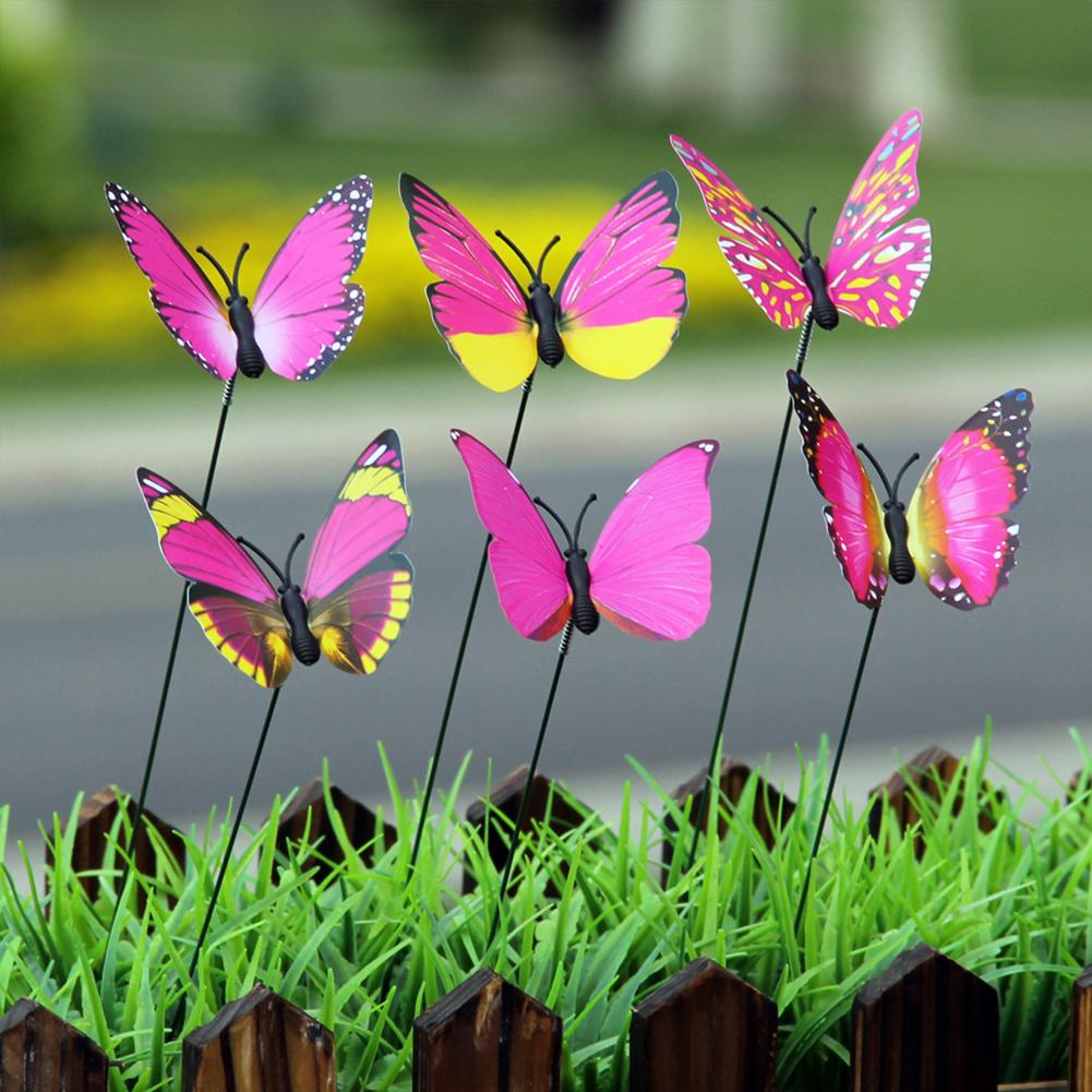 12Pcs Simulated Butterfly Stakes Garden Waterproof Butterfly Ornaments Indoor Outdoor Yard Patio Plant Pot Flower Bed
