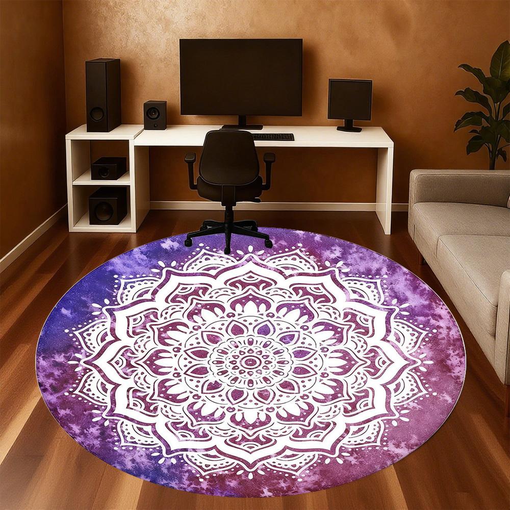 1pc Mandala Tie-dye Round Chair mat office Area Rug - Non-Slip, Floor Mat for Office, Bedroom, Ideal home decor gift p0105095