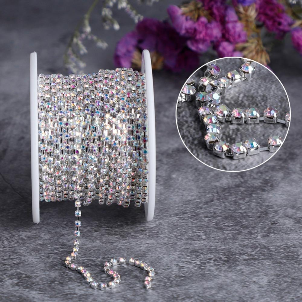 1PCS Crystal AB Crystal Chain 10 Yards Length Rhinestone Chain Trim Craft Decoration