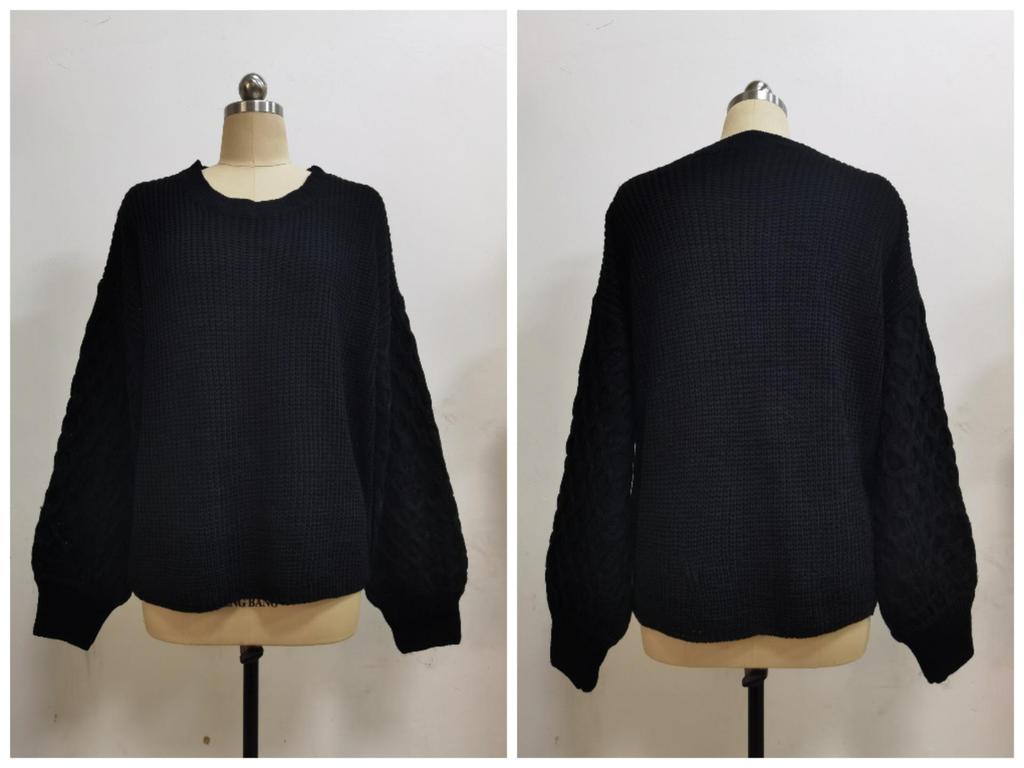 Spring Red Knitted Cotton Pullover Sweater - Women's Round Neck Solid Color Fashion